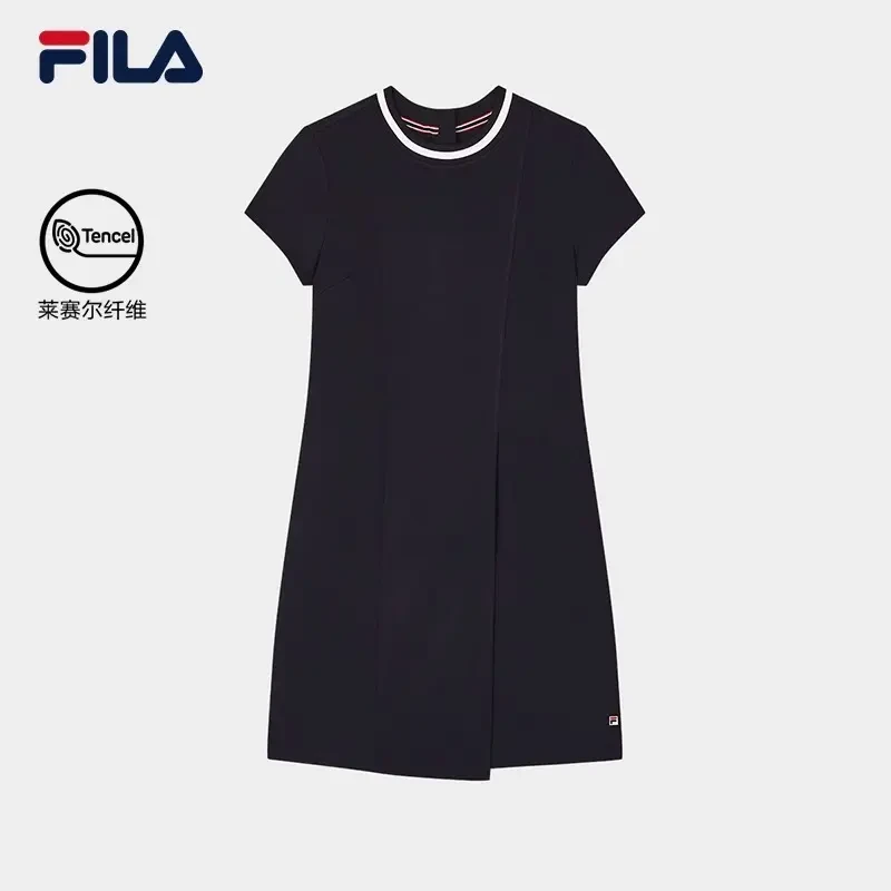 FILA/斐乐针织连衣裙时尚简约短袖连身裙 F11W431311F