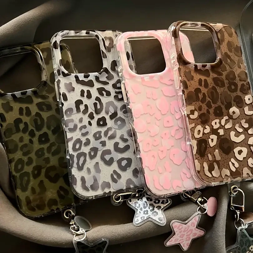 满屏豹纹系列适用苹果16pro手机壳可爱华为vivo小米oppo粉豹个性