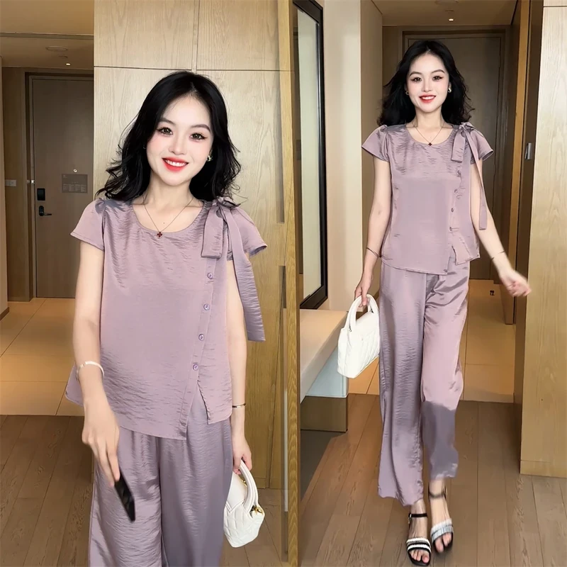 【婉星儿品牌】显瘦气质时尚休闲夏季宽松短袖套装洋气薄款减龄韩版