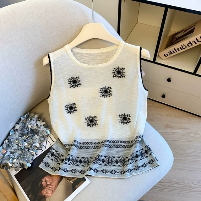 【高级感】广州十三行爆款女装高端提花无袖马甲背心上衣夏季冰丝