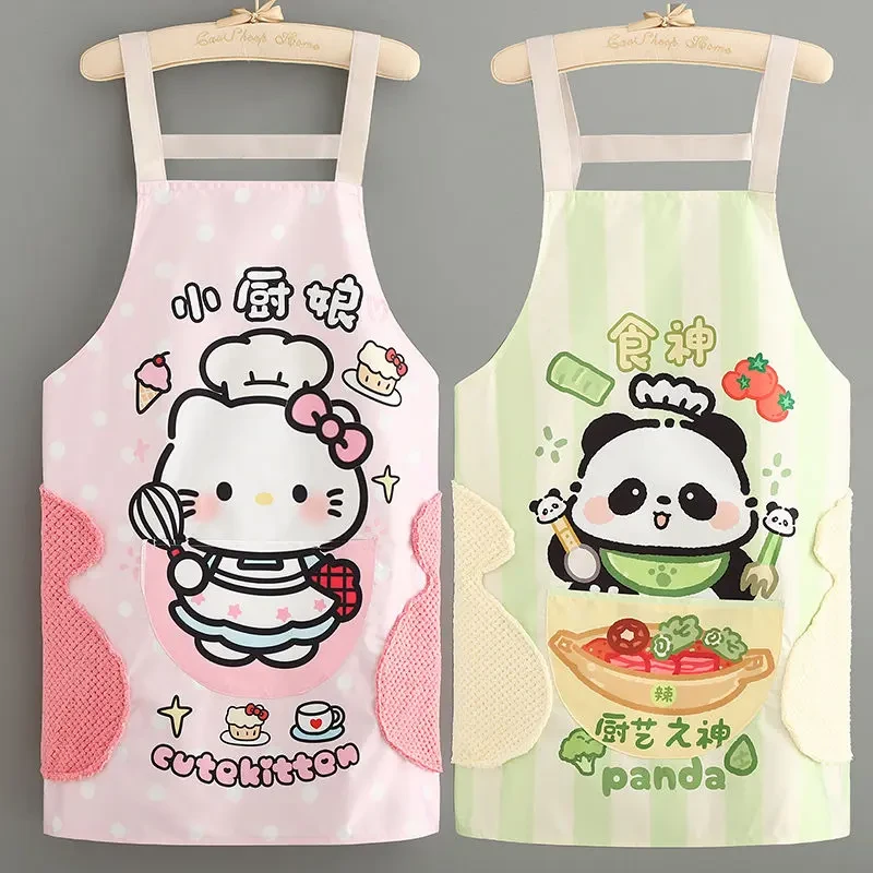 2025新款围裙hellokitty防水卡通家用厨房做饭工作服薄款网红围腰