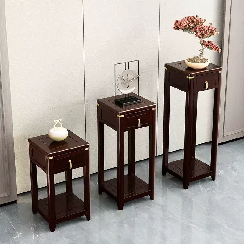 玄关花几新款客厅置物架阳台花盆架新中式实木花架禅意摆放架