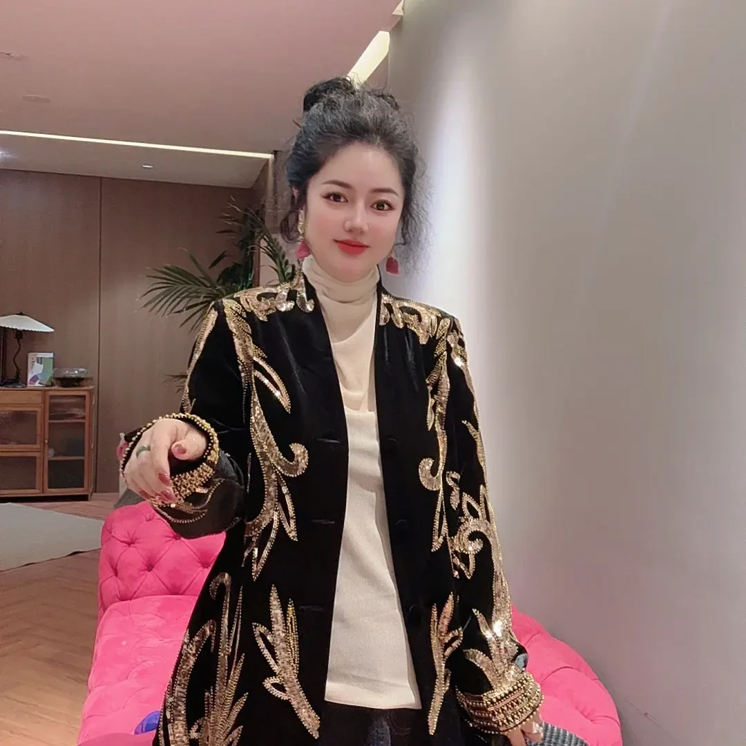 Chouduoduo·重工高定刺绣轻奢时尚洋气奢华款绣花西服外套