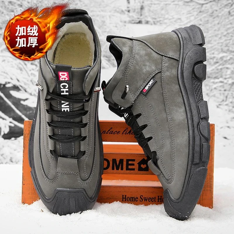 冬季新款男士雪地靴加厚绒毛高帮皮靴棉靴加绒保暖男鞋加绒抗寒