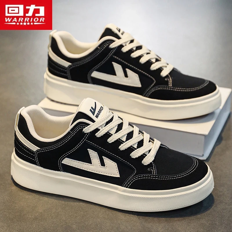 回力男生帆布鞋秋季透气薄款百搭休闲运动干净感痞帅黑白开车板鞋