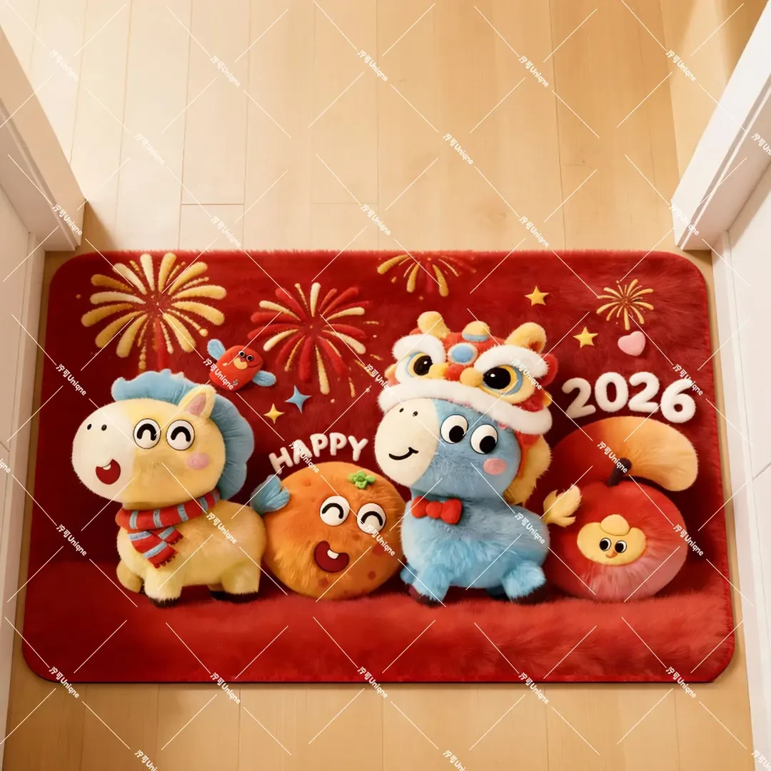 【60*90cm】醒狮小马毛绒视觉感地垫速干吸水浴室卫生间玄关防滑垫
