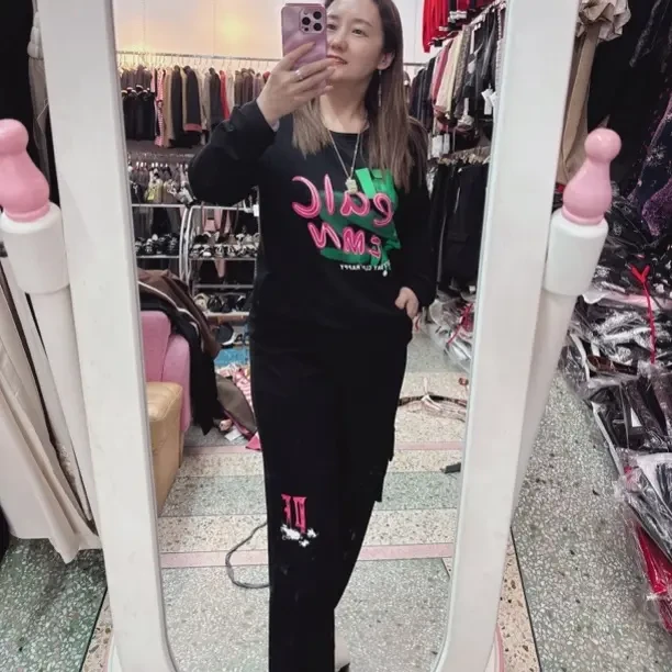 长袖卫衣扎染印花拼接秋季厂家直销福利款