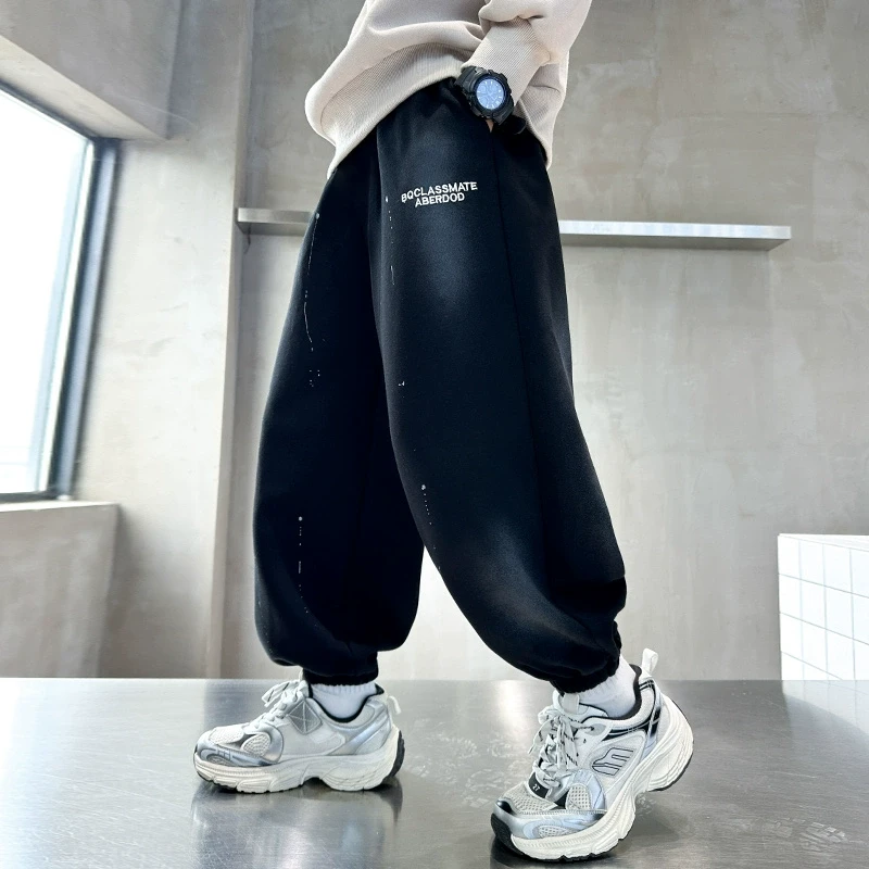 男童裤子春秋款2025新款春季男孩束脚春装痞帅大童炸街儿童运动裤