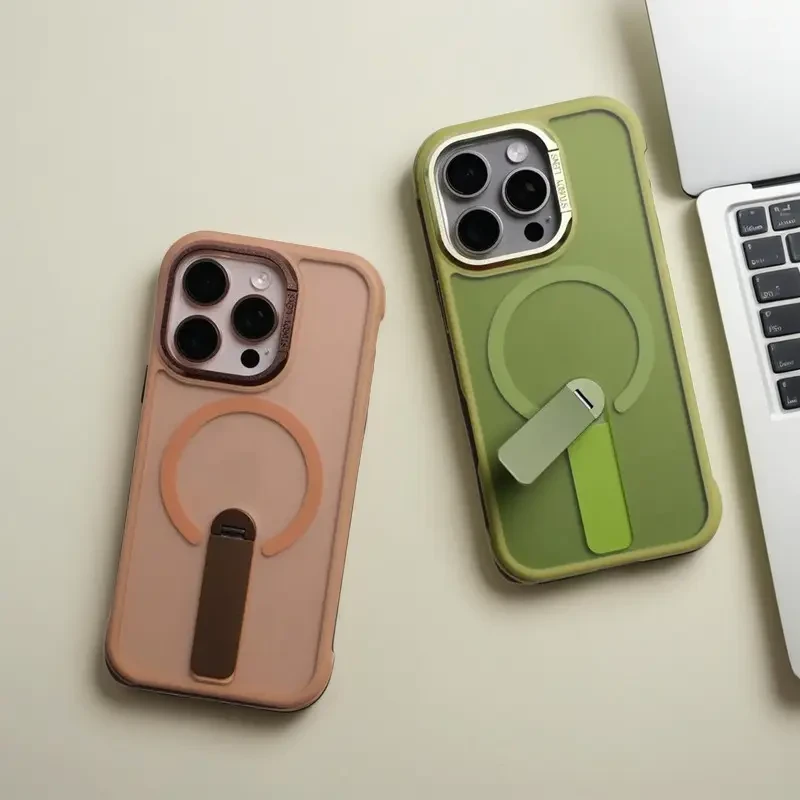 适用iPhone16Promax手机壳折叠旋转磁吸支架15透明防摔13保护壳