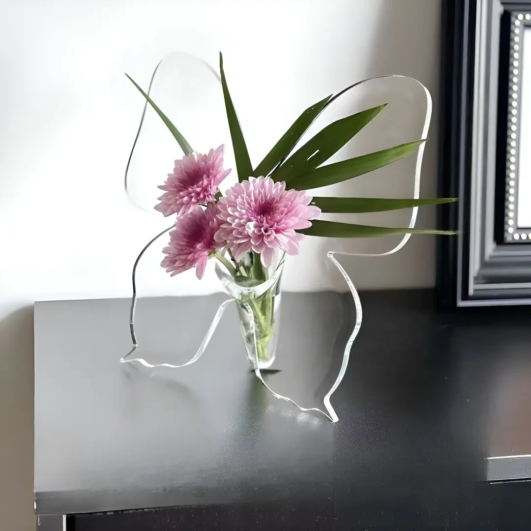 甜美感方形相框蝴蝶花瓶ins风轻奢高级感办公桌面客厅摆件E956