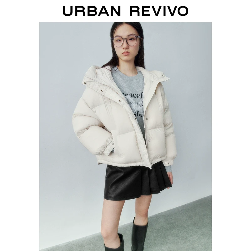 UR冬季新款女装休闲简约绗缝连帽宽松羽绒服UYU140008