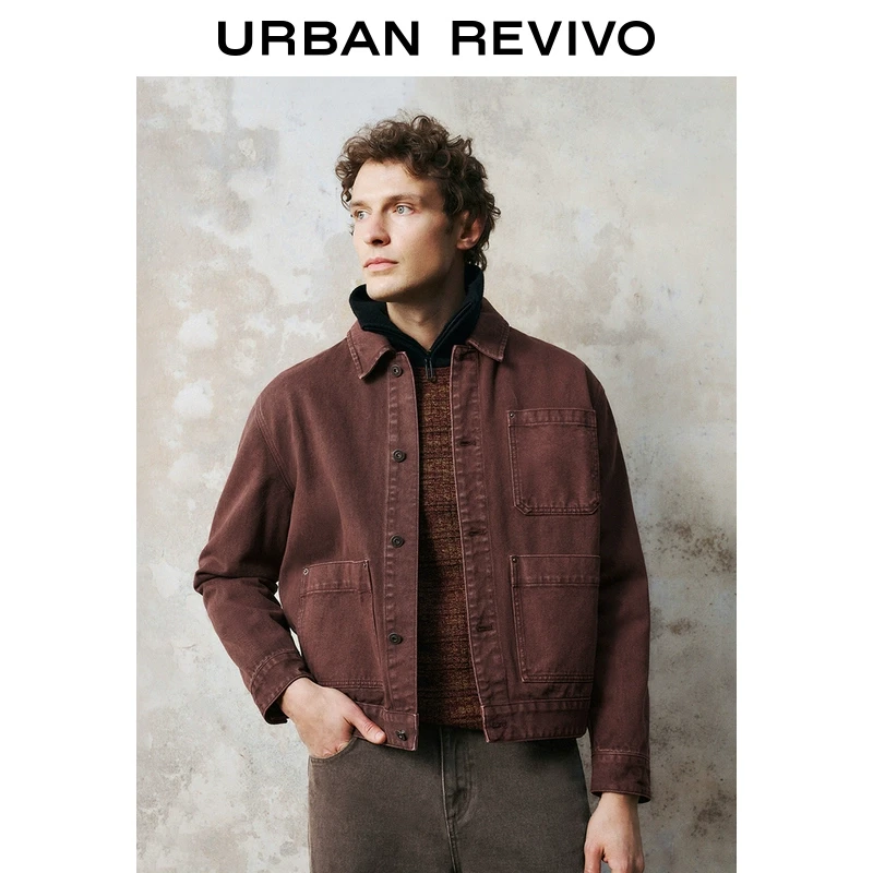UR2025秋季新款男装时尚休闲多口袋翻领牛仔外套UML850011