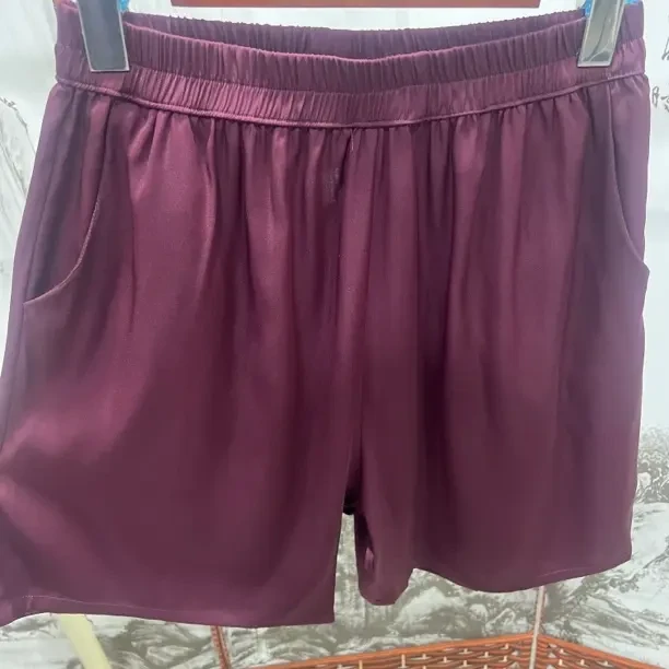 新款休闲时尚桑蚕丝五分裤女紫色