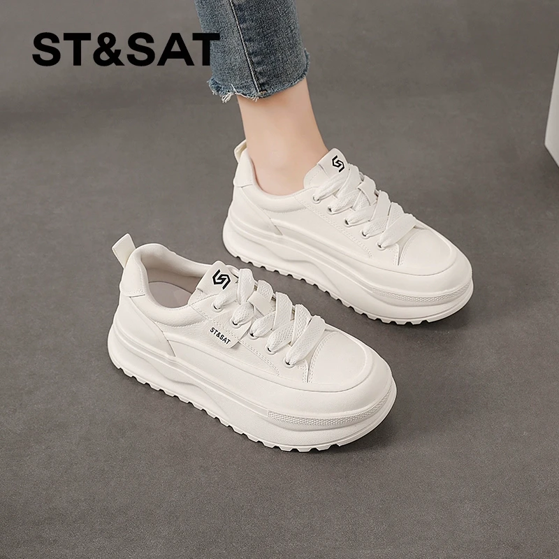 星期六小白鞋女款2025新款春季休闲板鞋百搭厚底松糕网红运动女鞋