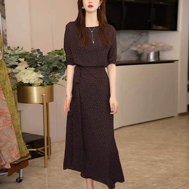 法式复古波点连衣裙女2025夏季新款轻奢高级感今年流行的漂亮裙子