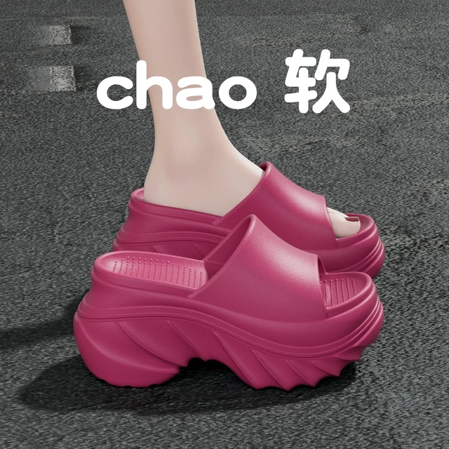 厚底凉拖鞋女夏季2025新款8.0增高外穿时尚防滑松糕底踩屎感拖鞋