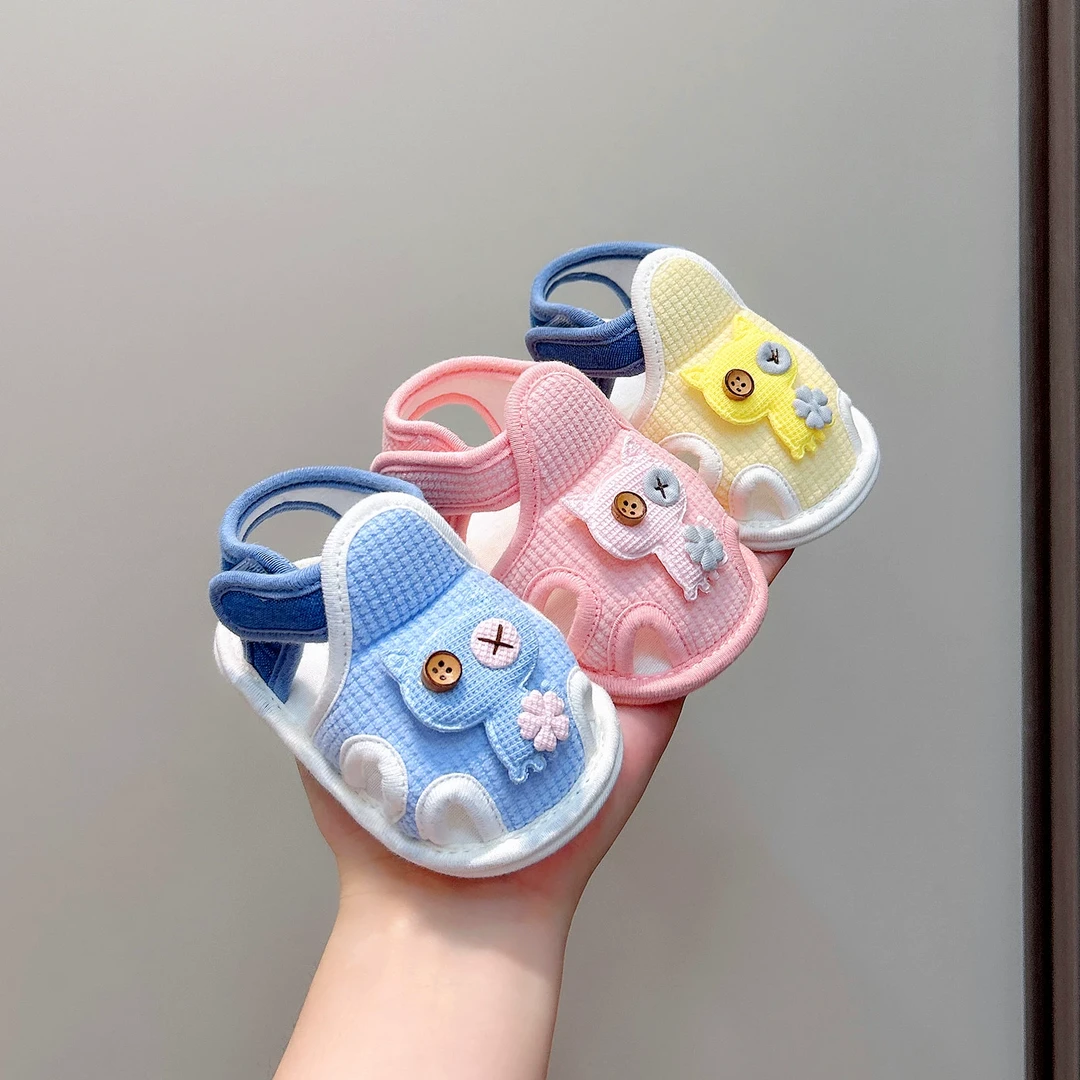 夏季0-1岁婴儿学步凉鞋宝宝软底步前鞋小月龄布鞋包头婴幼儿鞋子