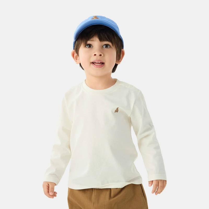 【大小童同款】Gap男女童2025春季新款小熊纯棉圆领长袖T恤687705