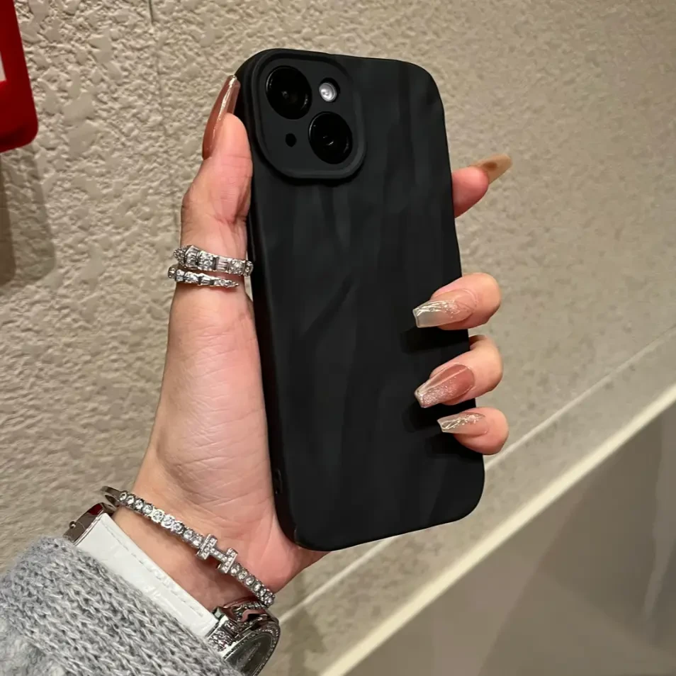 ins纯色褶皱适用iPhone16/15/14promax手机壳苹果13/12/11软套xr