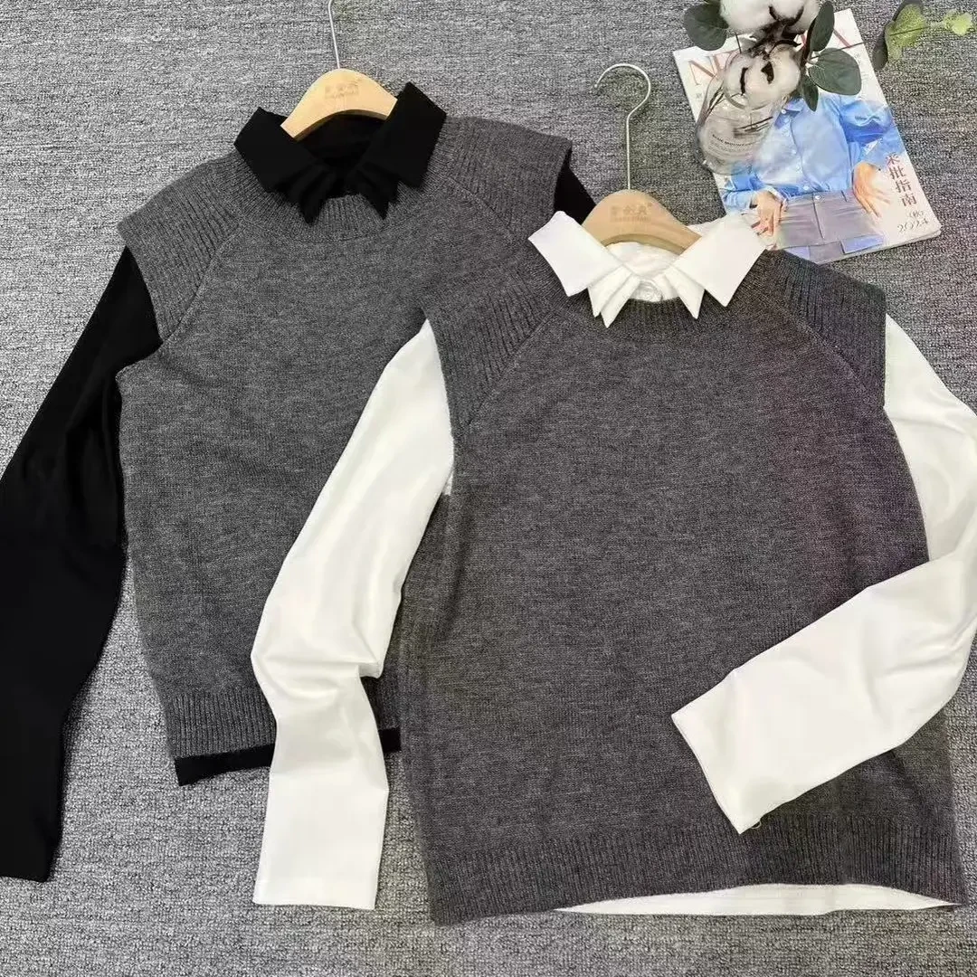 王姐推荐秋冬新款高级感针织马甲搭配衬衫套装