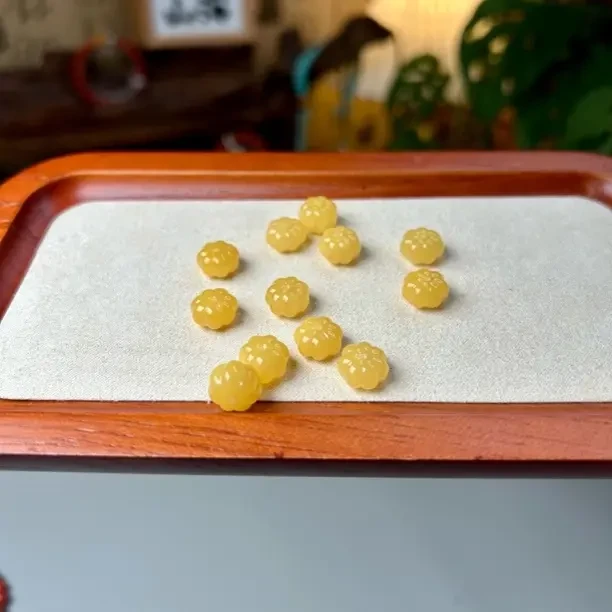 蜜蜡南瓜珠子雕刻琥珀配珠散珠DIY