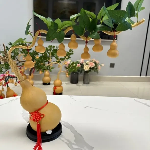天然葫芦发财树家居摆件七星高照