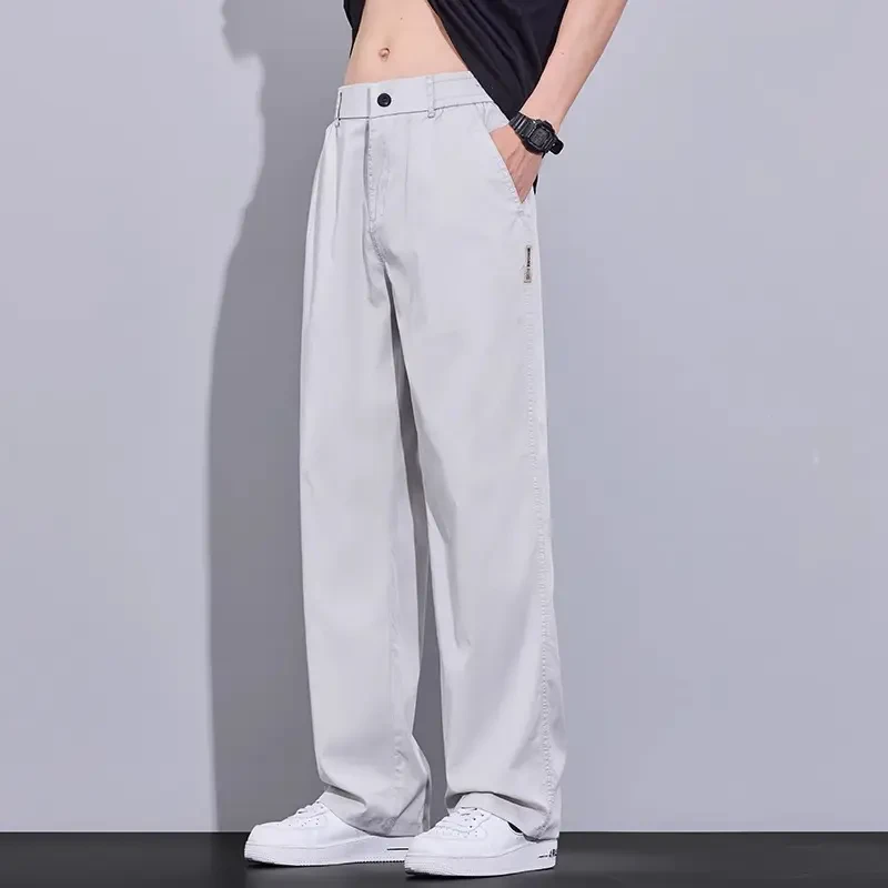 Cebrodz牛仔裤男士夏季薄款宽松直筒西裤潮牌高端冰丝休闲长裤子