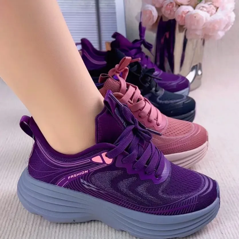 女春秋透气防滑舒适厚底秋季老年女鞋中口深口布鞋网面女款