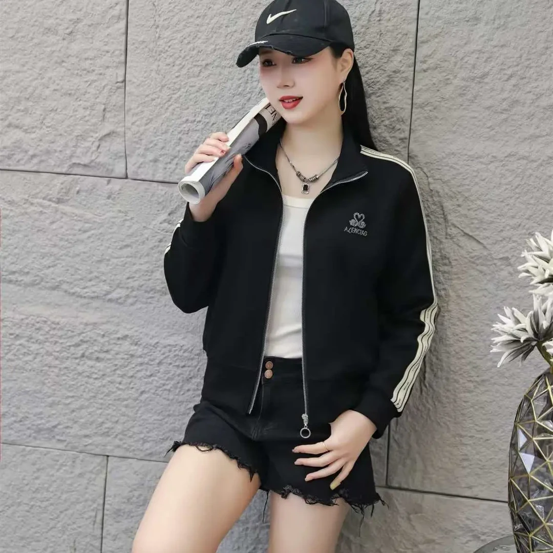 秋季时尚大码中年女士长袖百搭运动休闲外套