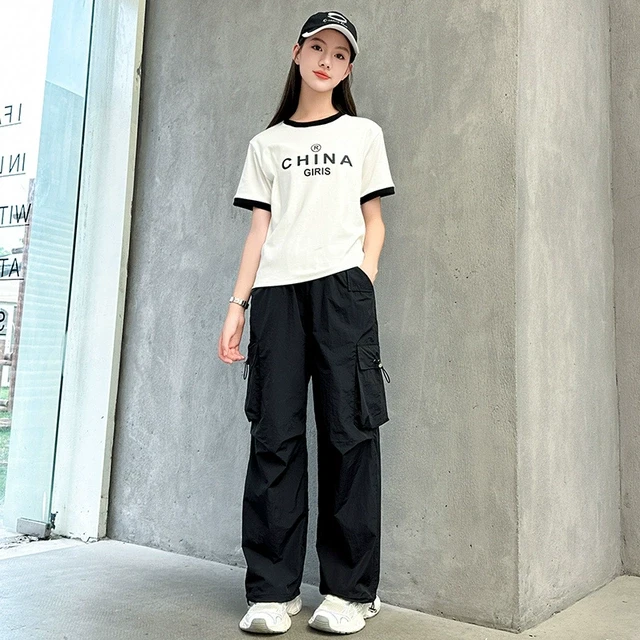 女大童夏天套装2025新款儿童洋气超好看初中学生女童夏季女孩衣服