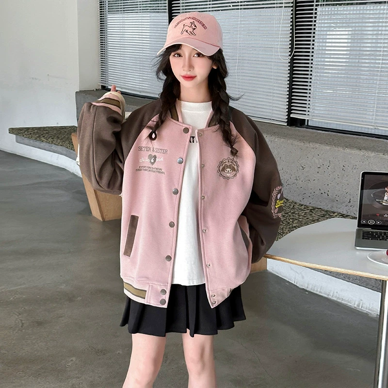 女童春装棒球服外套2025新款大童春秋款网红夹克女孩洋气时髦衣服