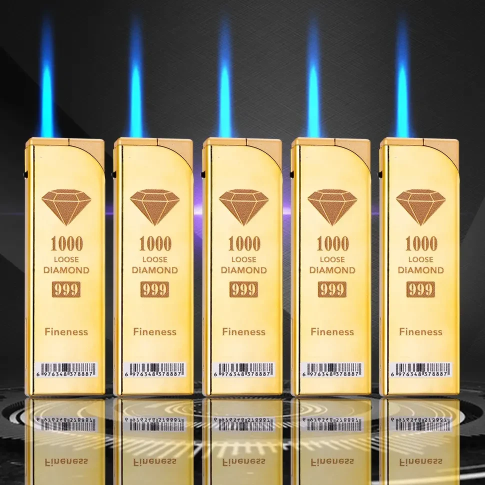 新款金属防风打火机蓝焰直冲创意充气耐用防爆防摔国潮铁壳家用款