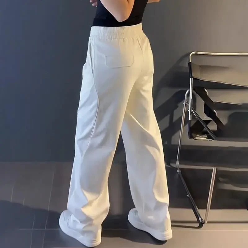 裤子男款春秋轻奢净版垂感直筒休闲裤宽松舒适卫裤白色百搭阔腿裤