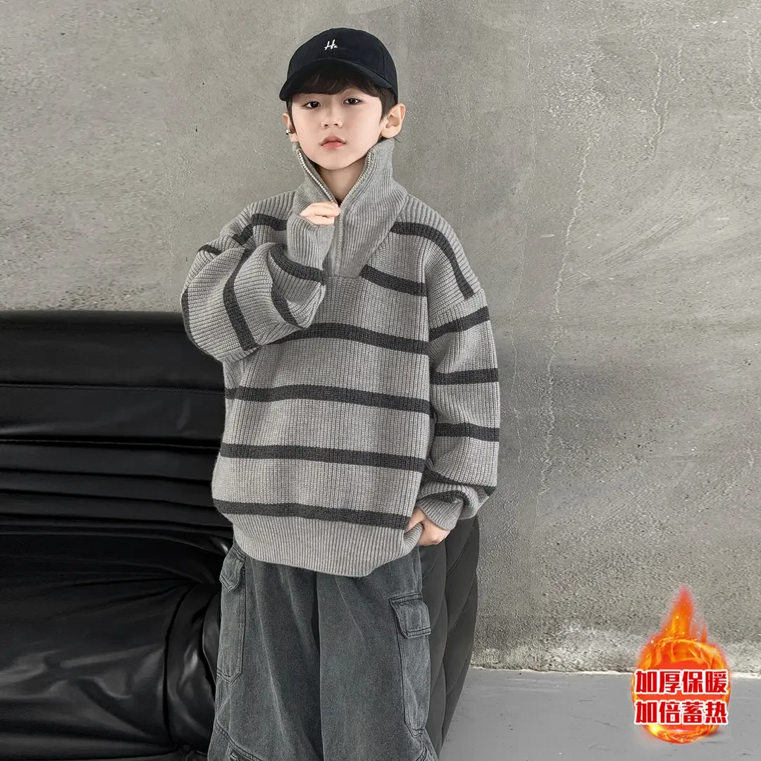 儿童装男童冬装加厚高领毛衣2026新款中大童秋冬款男孩冬季打底衫