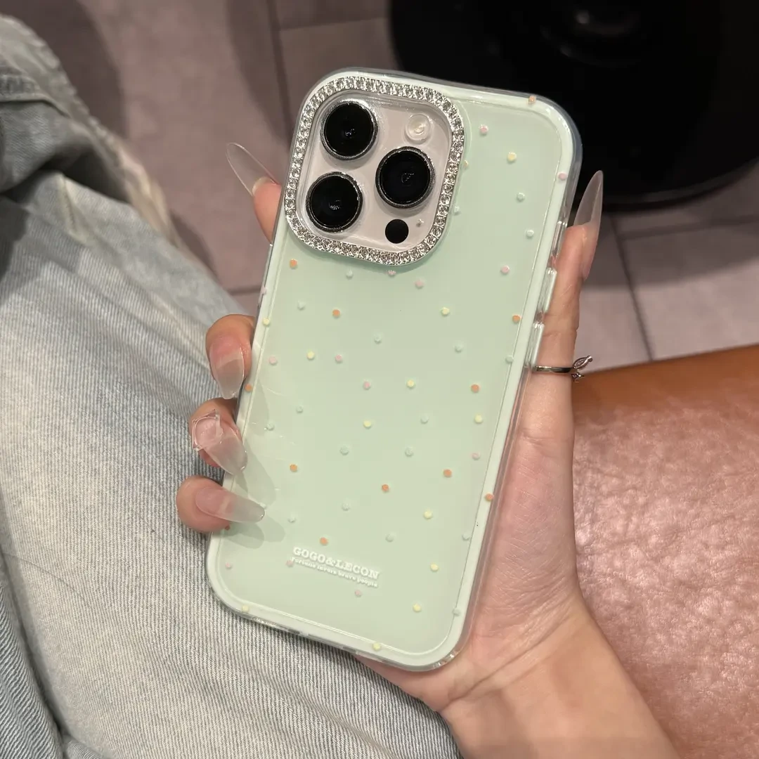 新款高颜值闪钻波点适用iPhone16手机壳14苹果15promax多巴胺13韩