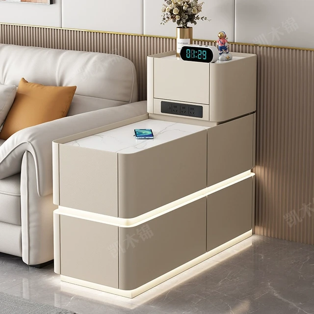沙发侧边柜智能高级感客厅2025年新款隔断实木边几带灯小茶几角几