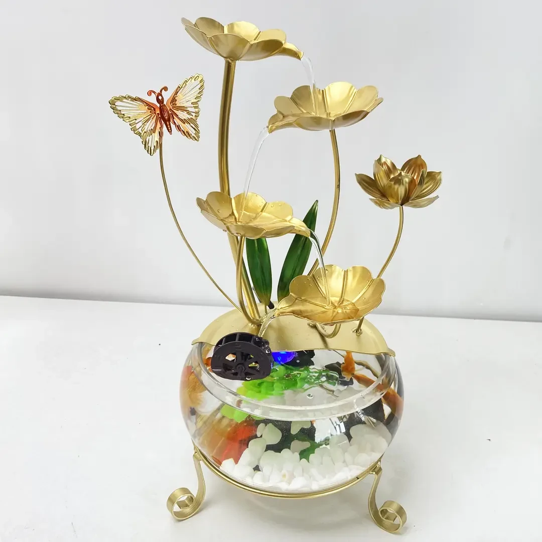 岚庭煦新中式鱼缸流水摆件客厅办公室桌面装饰品家用桌面流水摆件