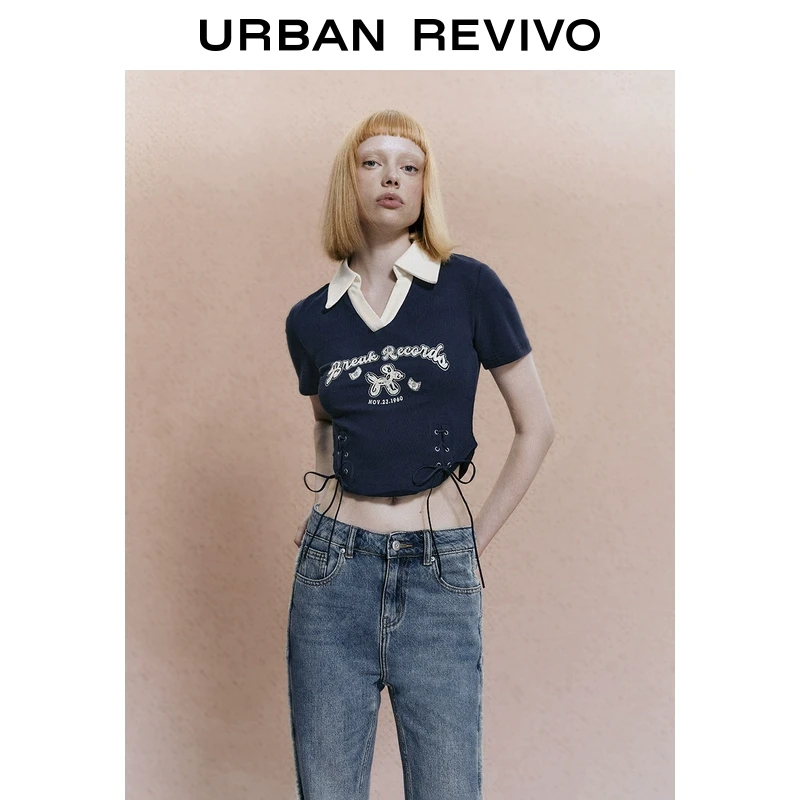 【轻夏运动】UR2025新品女装欧若风字母印花短袖马球衫UYL450040