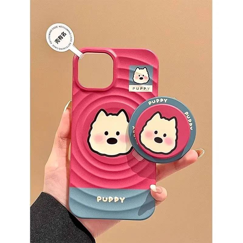 可爱西高地狗狗磁吸支架适用苹果16promax手机壳iPhone15新款14女