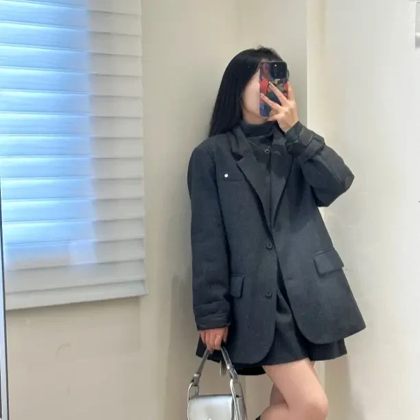 小个子重工羽绒西装➕直筒休闲短裤套装