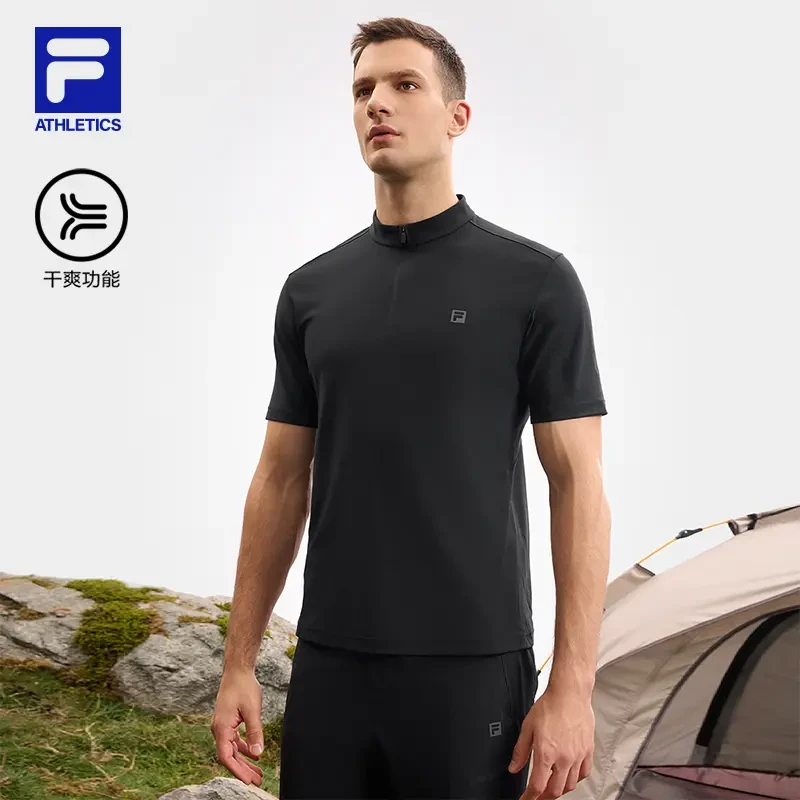 Fila/斐乐男士春季新款吸汗运动休闲户外半拉链短袖A11M517103F