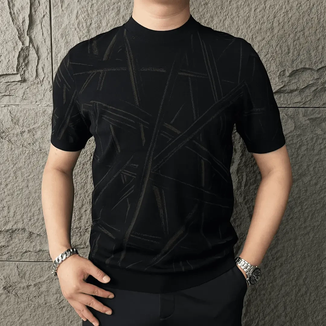 【#687系列】春夏款男士针织短袖T恤潮流百搭半袖丝滑柔顺毛衣短袖