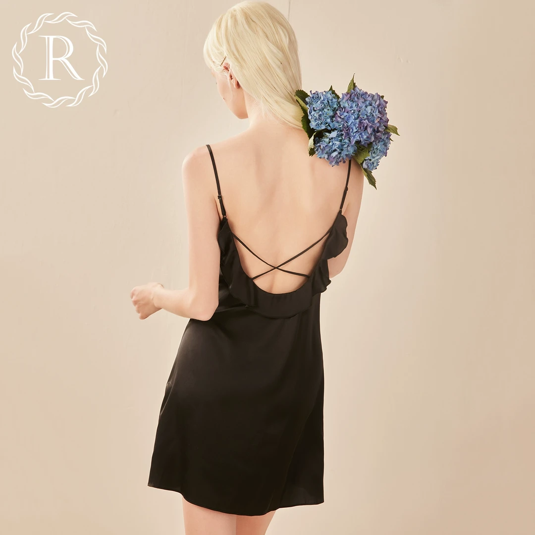 RoseTree性感吊带睡裙女款夏季纯欲风高级感黑色冰丝睡衣2025新款