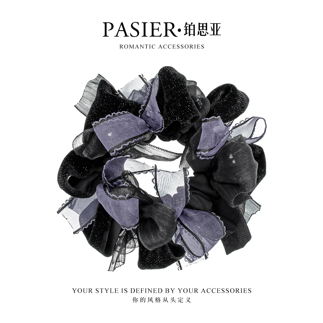 铂思亚同款丝绒紫织带 优雅显发量低丸子头发圈思思专属 CC1711