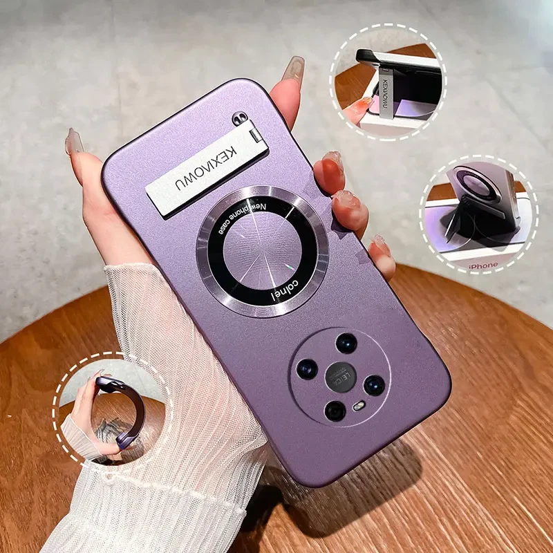 适用于华为Mate40E超薄无边框实用防摔保护套带支架高级感手机壳