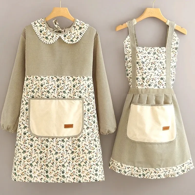 2025新款罩衣女透气围裙家用厨房防污洋气耐磨工作服大人上班百搭