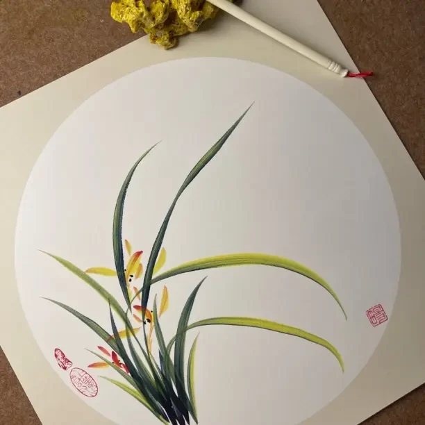 国画兰花【不带框】尺寸38x38