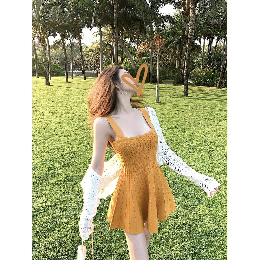 【QIUROUYAO邱肉瑶】桔梗初阳*拥抱夏日针织连衣裙