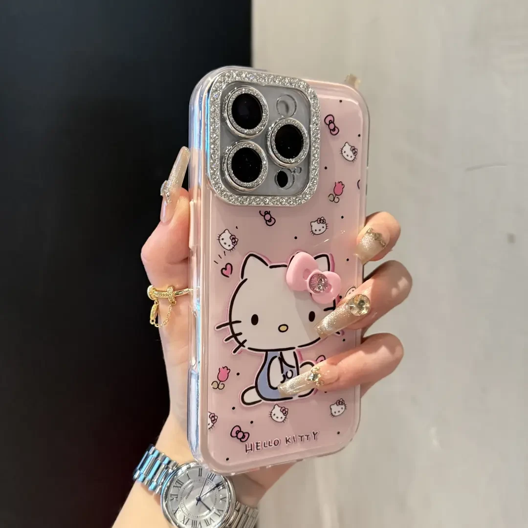 新款卡通KT猫蝴蝶结适用iPhone16手机壳苹果15promax可爱14/13硬