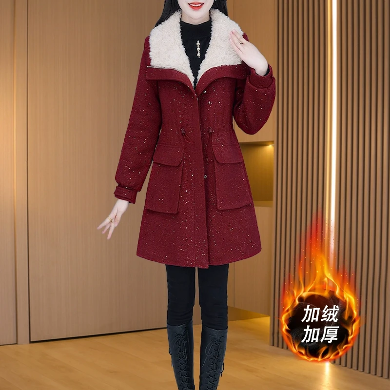 【可蓓儿】红色本命年时尚派克服外套女士2025秋冬新款气质高妈妈装